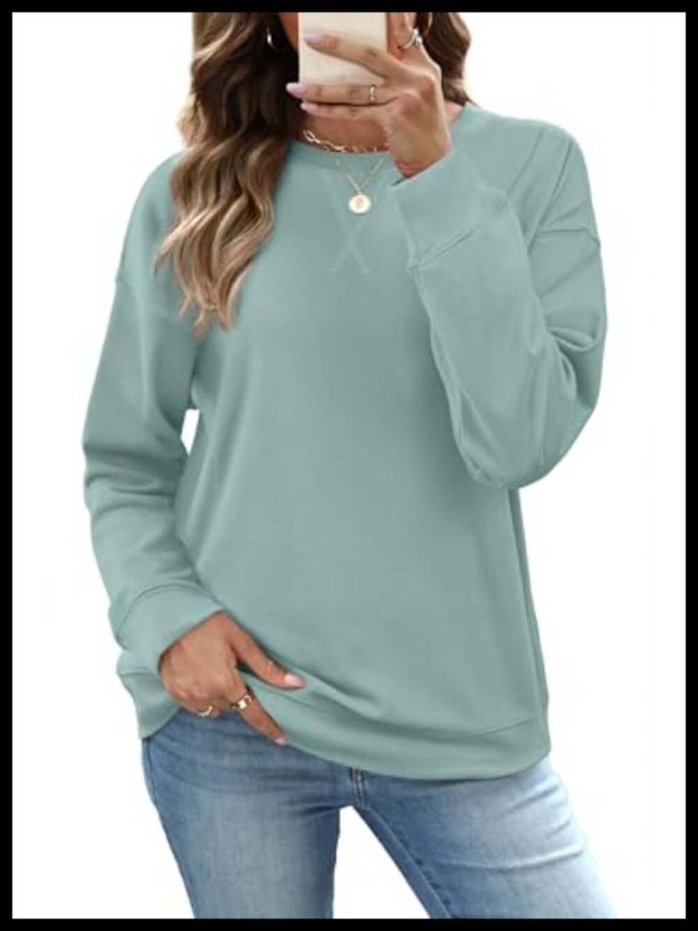 Womens Crewneck Sweatshirt Long Sleeve Pullover Top Fall Casual